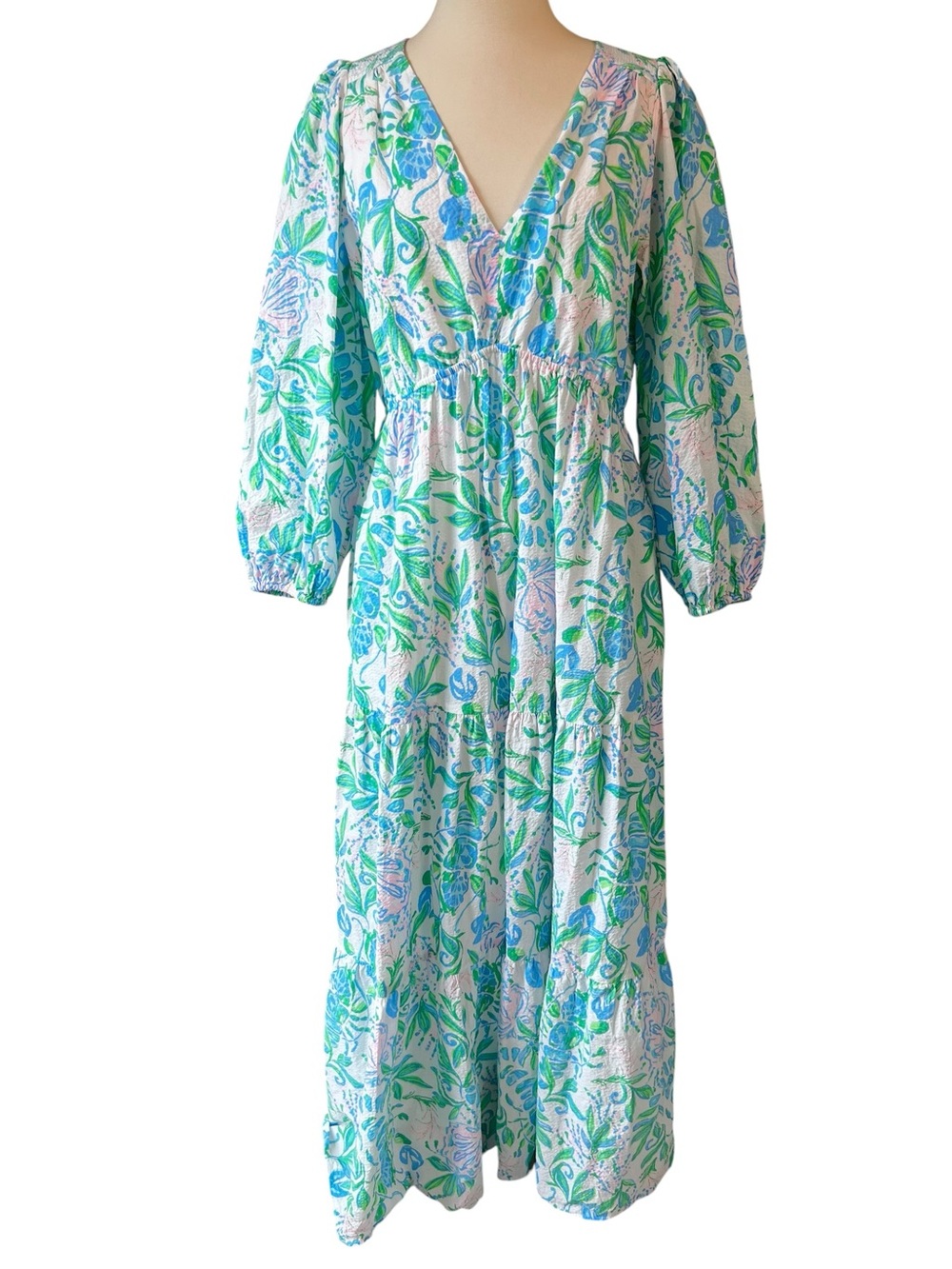 Lilly Pulitzer Green Blue Floral Maxi Dress